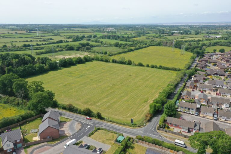 Drone image of the land where Genesis Homes' new build development is being built - Sandsfield Way in Carlisle