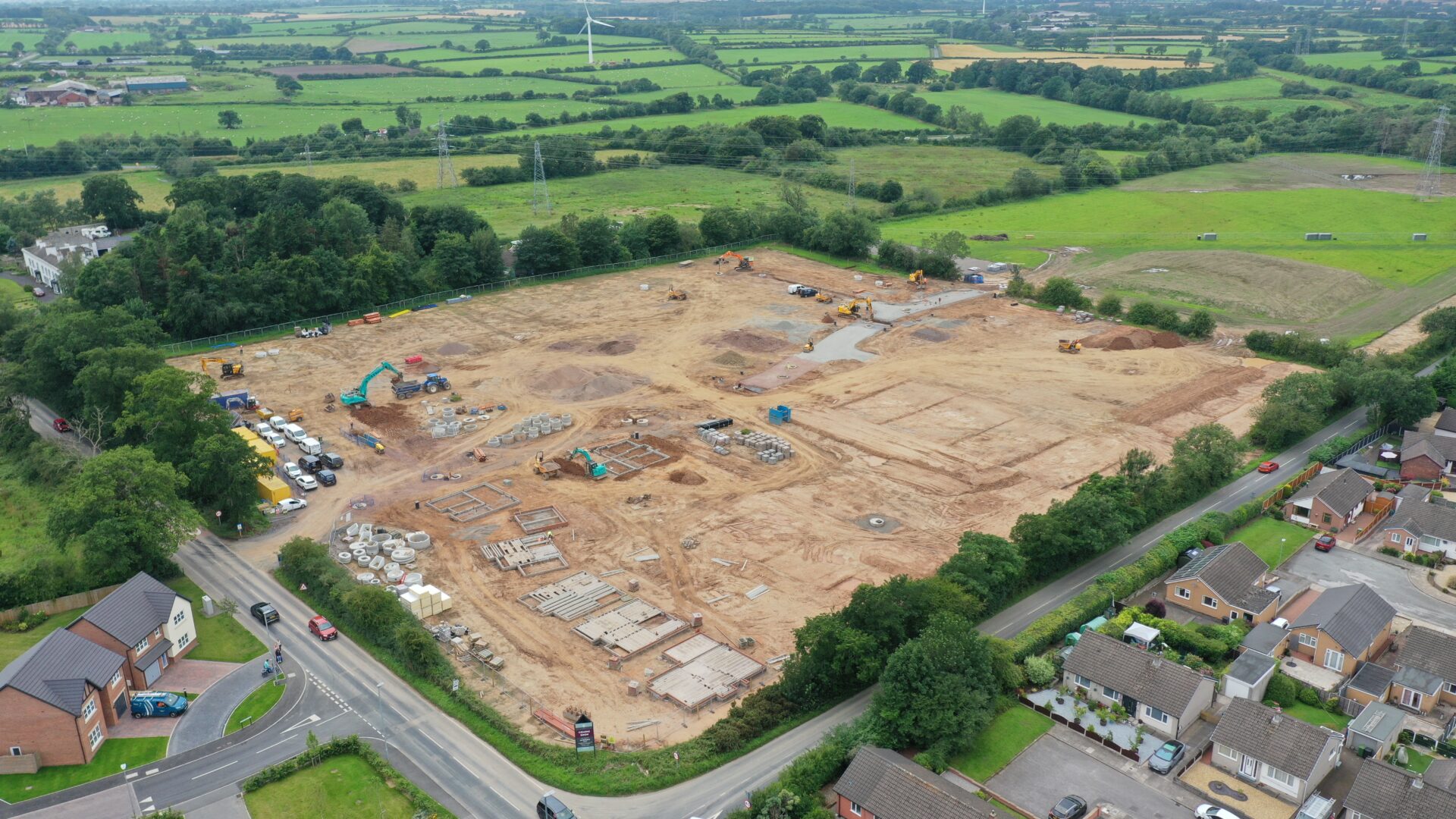 Drone image of new build development, Sandsfield Way in Carlisle, in progress - Genesis Homes