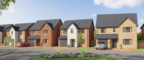 CGI street scene of Derwent Rise in Seaton - Genesis Homes