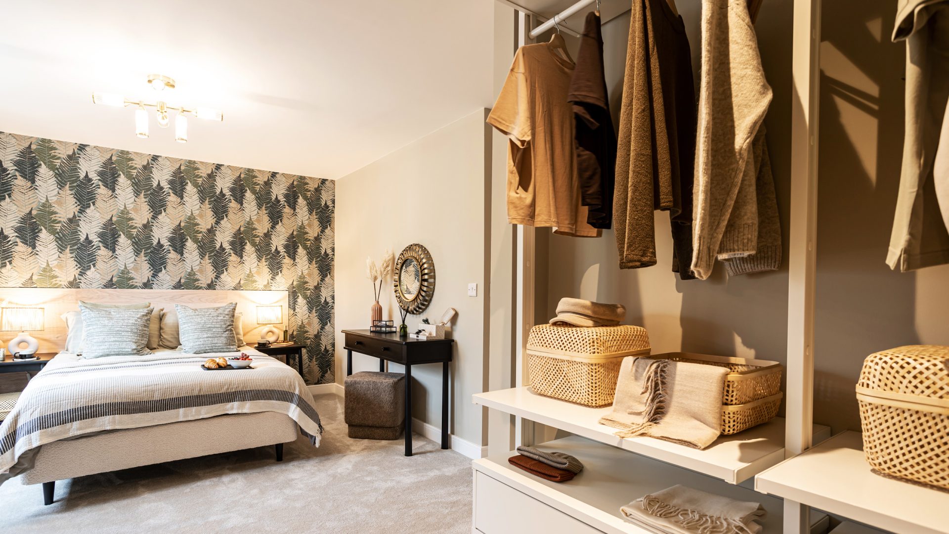 Master bedroom with dressing area in a Genesis Homes new build house
