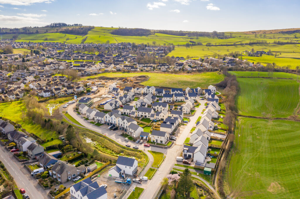 Drone image of new build development, Meadow Rigg in Kendal - Russell Armer by Genesis Homes