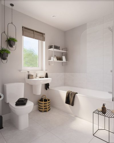 CGI of a bathroom in a Genesis home
