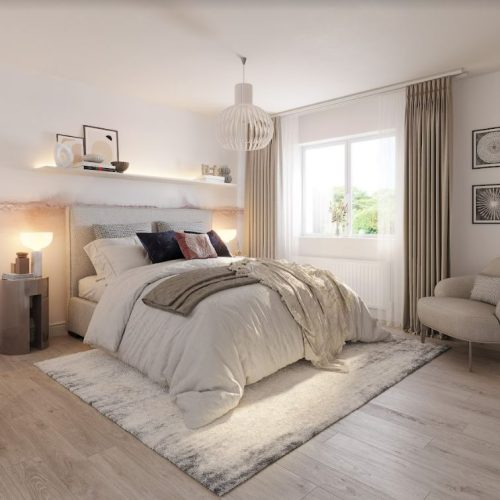 CGI of a bedroom in a Genesis home