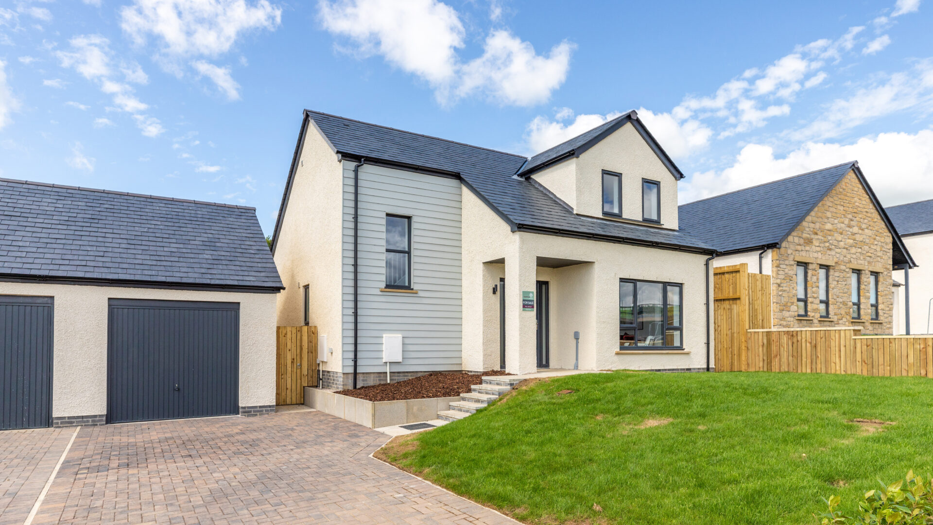 Exterior image of the 3-bedroom Aspley at Olive Green View, a new build development in Halton - Russell Armer by Genesis Homes