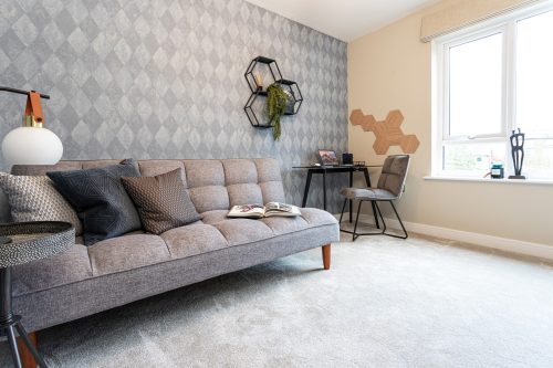 Guest bedroom and study space in a Genesis Homes new build house