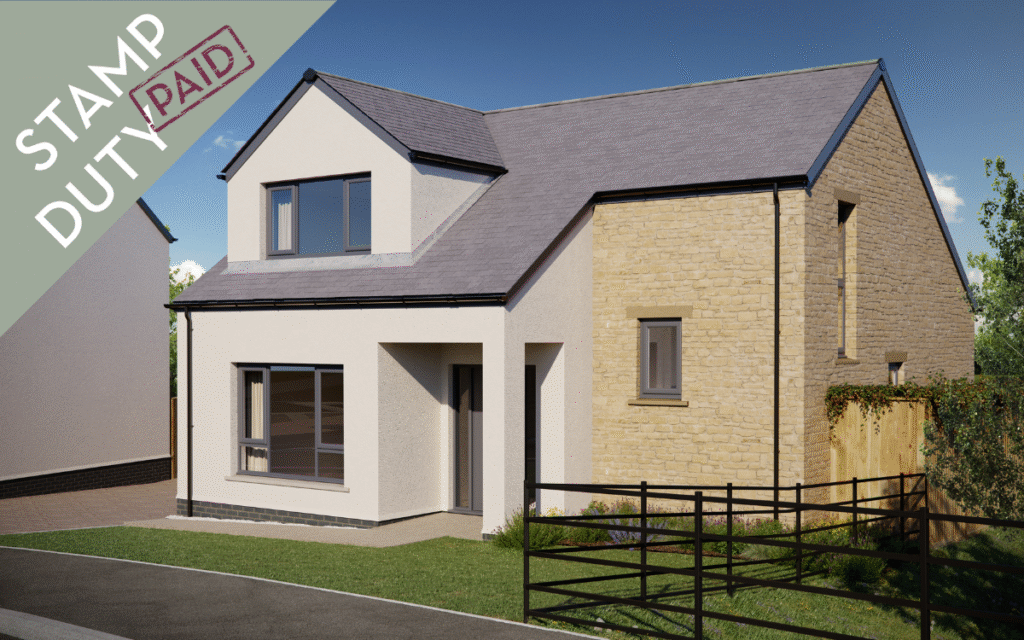 The Aspley external CGI image with Stamp Duty Paid sticker