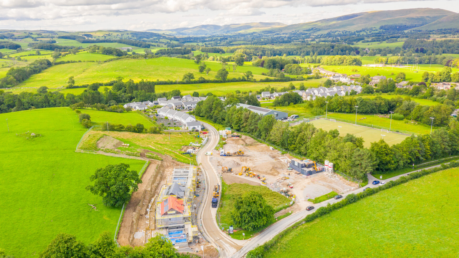 Drone footage of Lunesdale Rise in Kirkby Lonsdale - New build development - Russell Armer by Genesis Homes