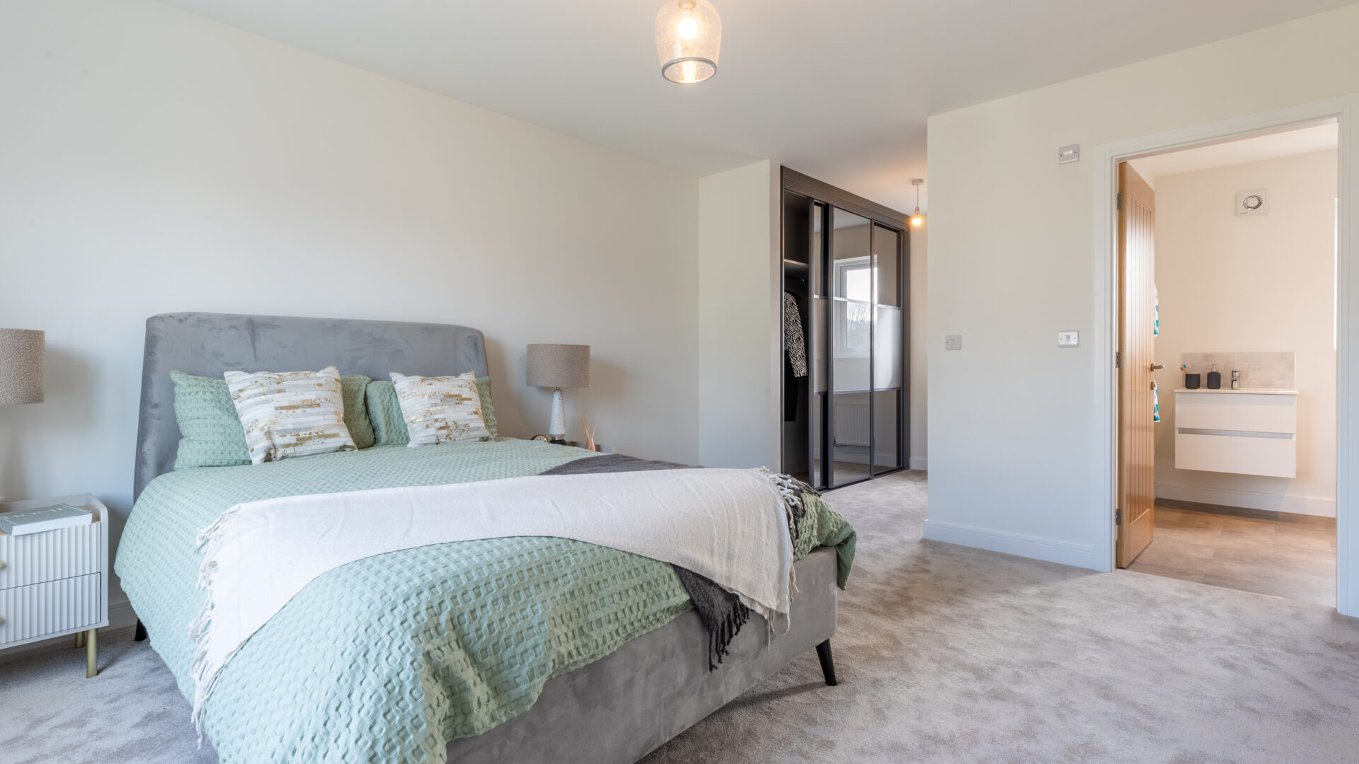 The master bedroom in the 3-bedroom Sedgwick at Meadow Rigg in Kendal - Genesis Homes