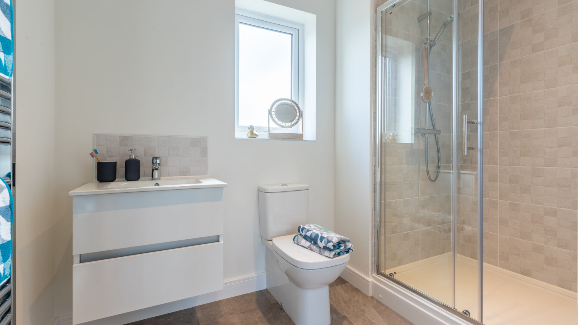 The en-suite of the master bedroom in the 3-bedroom Sedgwick at Meadow Rigg in Kendal - Genesis Homes