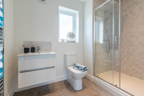 The en-suite of the master bedroom in the 3-bedroom Sedgwick at Meadow Rigg in Kendal - Genesis Homes