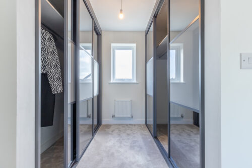 The dressing area of the master bedroom in the 3-bedroom Sedgwick at Meadow Rigg in Kendal - Genesis Homes