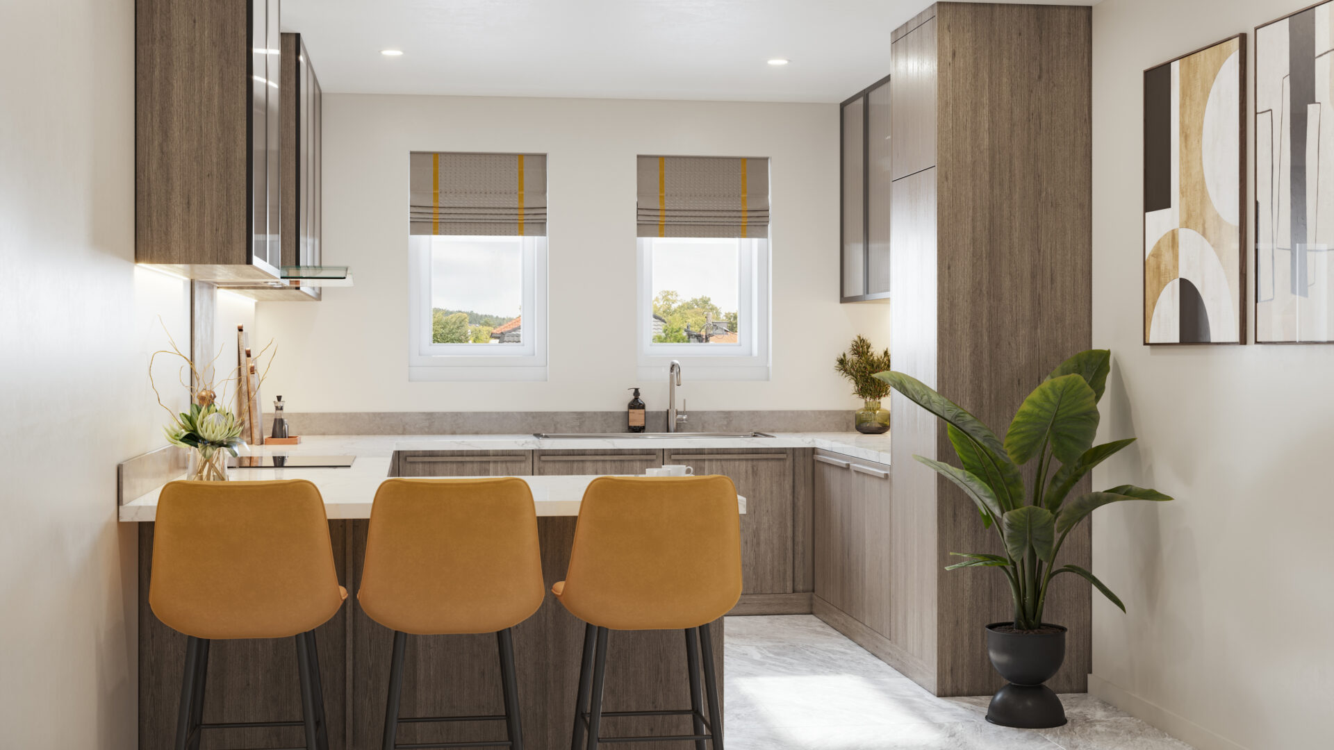 CGI image of the kitchen in The Dalton housetype at Lunesdale Rise, Kirkby Lonsdale - Genesis Homes