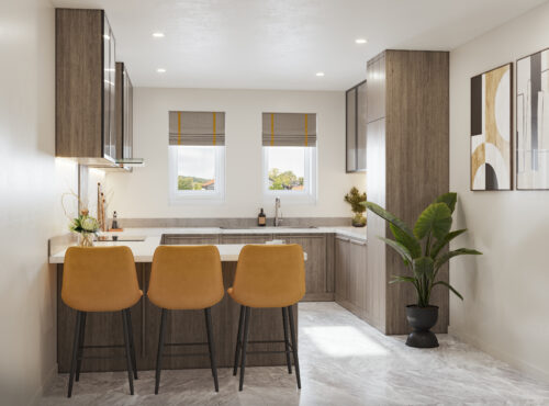 CGI image of the kitchen in The Dalton housetype at Lunesdale Rise, Kirkby Lonsdale - Genesis Homes