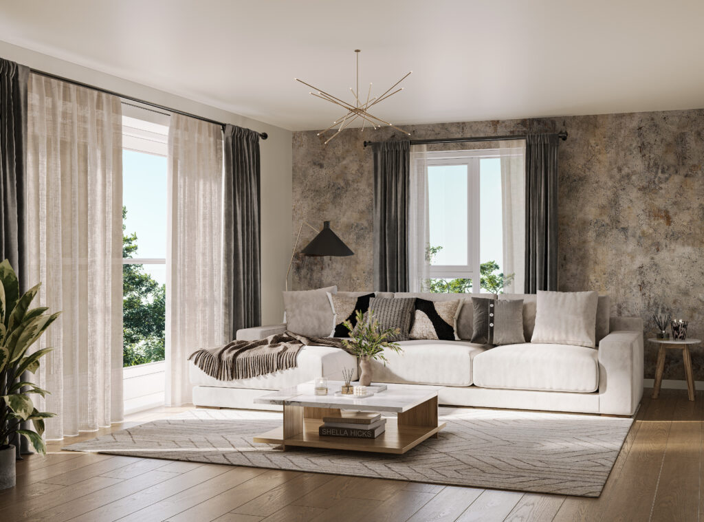 CGI image of the lounge in The Dalton housetype at Lunesdale Rise, Kirkby Lonsdale - Genesis Homes