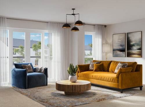 CGI image of the lounge in The Millfield house type at Lunesdale Rise, Kirkby Lonsdale - Genesis Homes