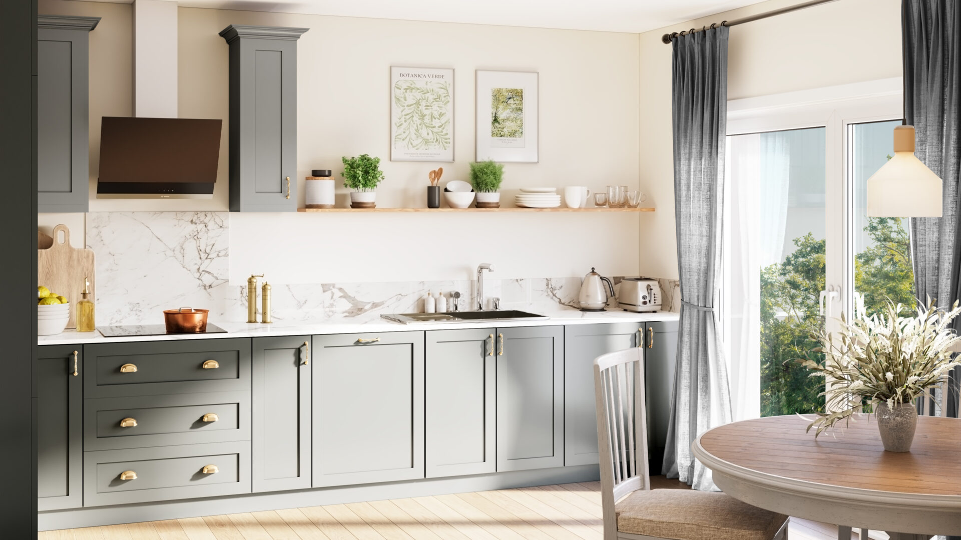 CGI image of the kitchen in The Middleton house type at Lunesdale Rise in Kirkby Lonsdale - Genesis Homes