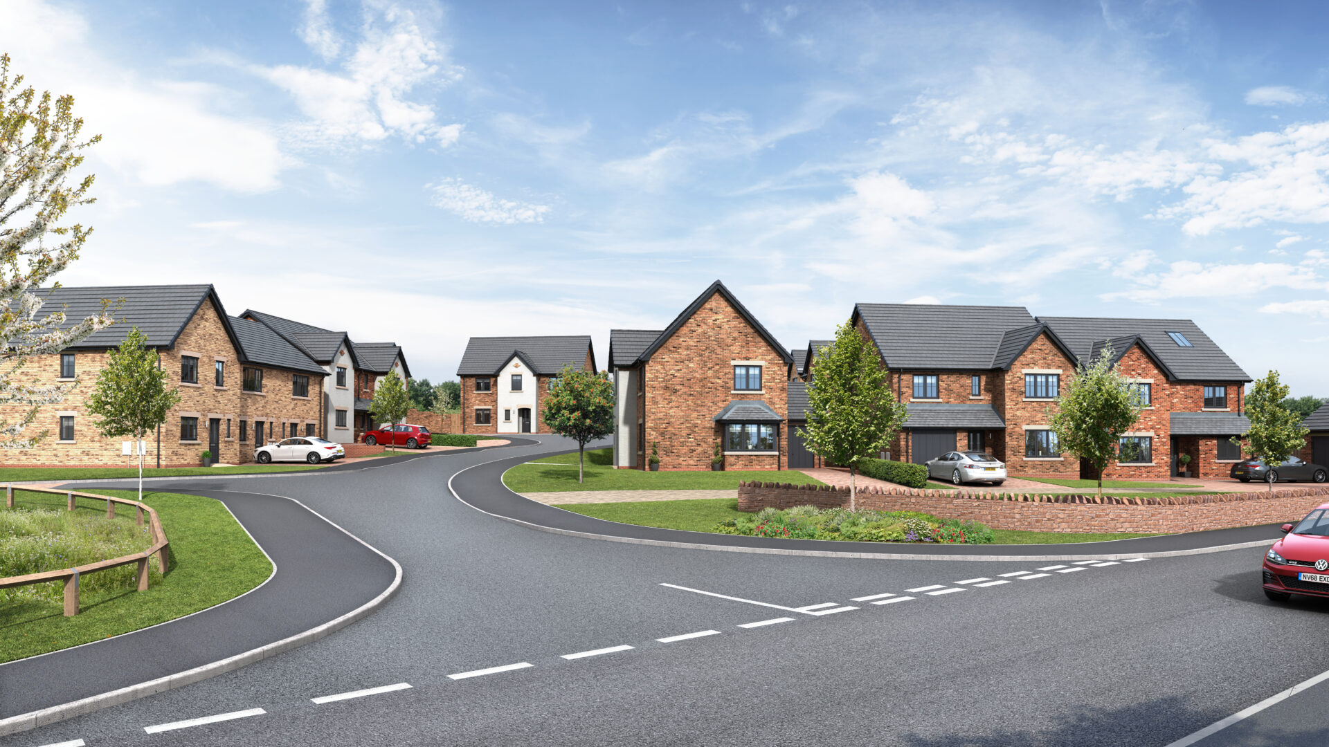 CGI street scene of a typical Genesis Homes development