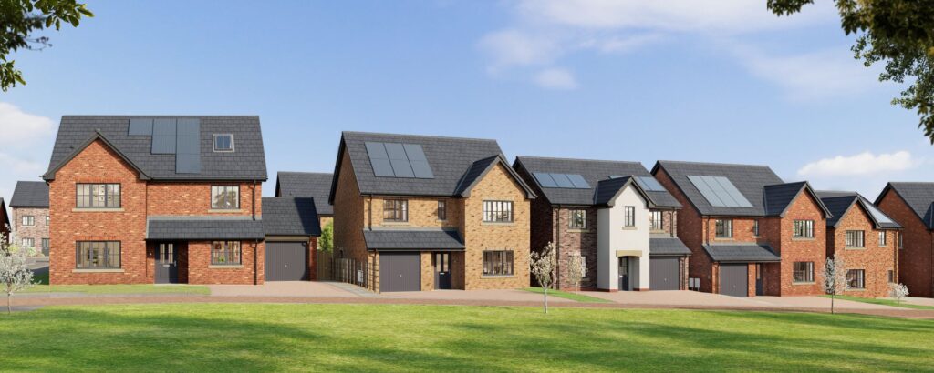 Street scene of new homes