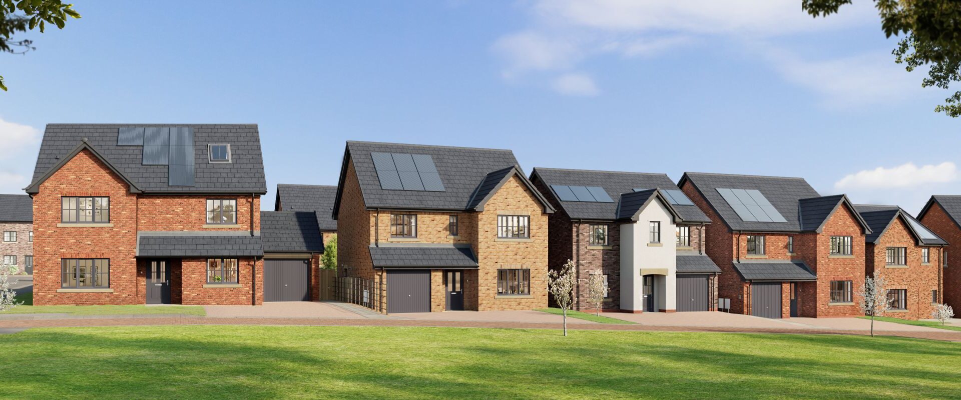 Street scene of new homes