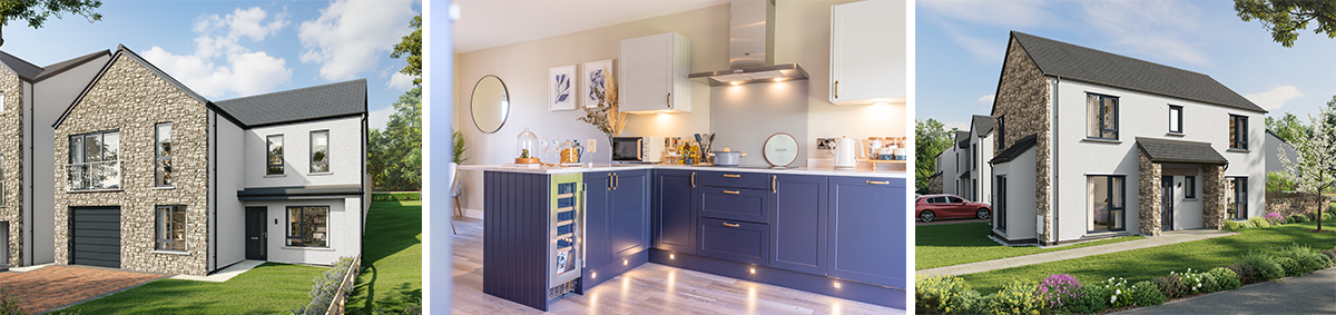 Russell Armer by Genesis Homes house types and kitchen at Lunesdale Rise in Kirkby Lonsdale