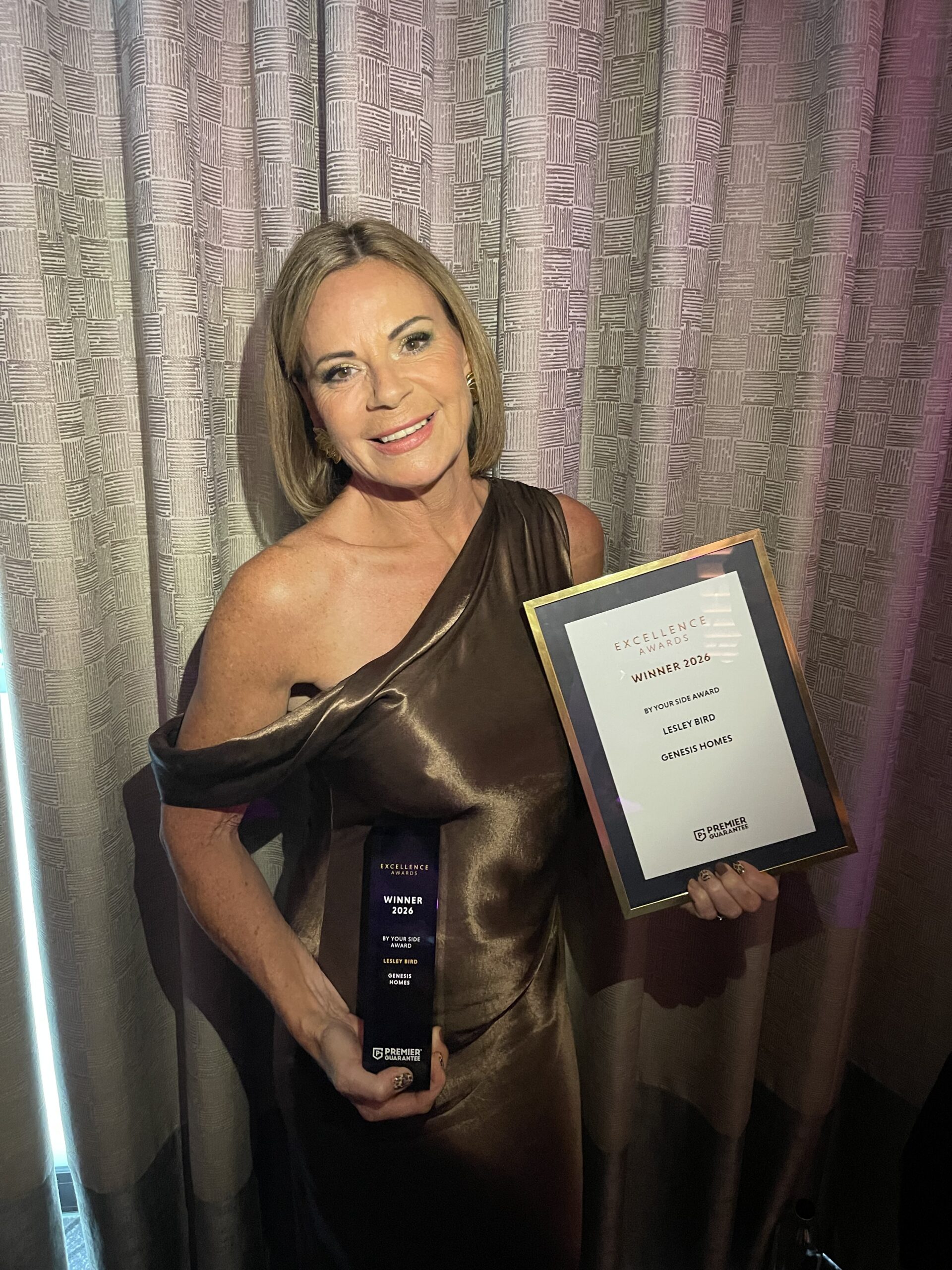 Lesley Bird, Employee Operations Manager at Genesis Homes, wins national award at Premier Guarantee Awards 